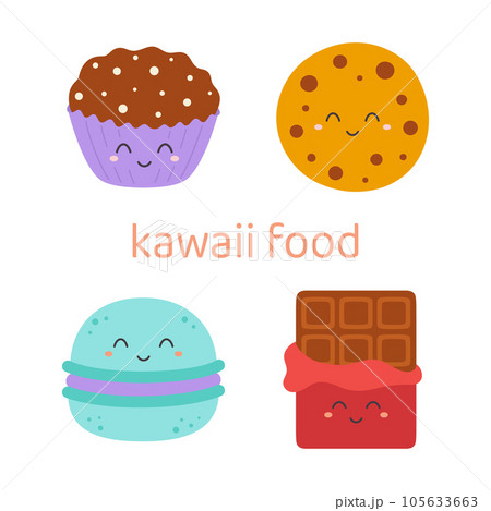 cartoon set of kawaii food characters isolated cartoon set of kawaii food characters isolated 105633663