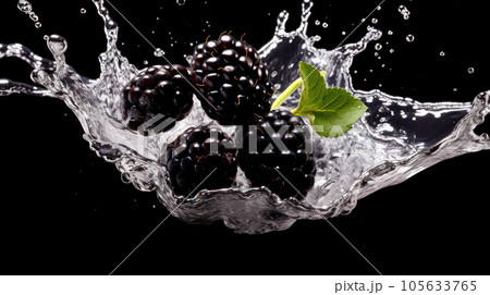 blackberry fresh water splashing on the isolated background 105633765