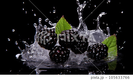 blackberry fresh water splashing on the isolated background 105633766