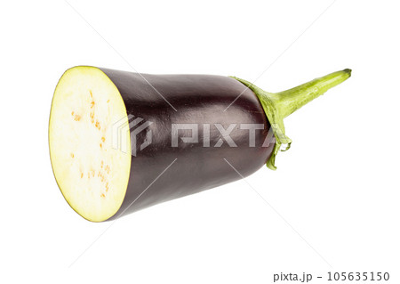 Half eggplant isolated on white background. File contains clipping path. Half eggplant isolated on white background. File contains clipping path. 105635150
