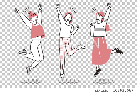 人物 笑顔でジャンプする女性たち 105636067