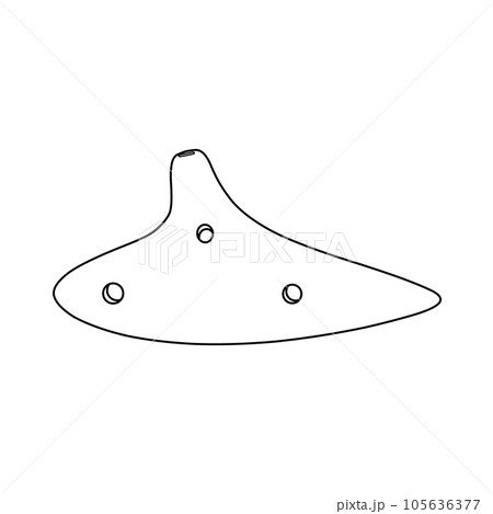 オカリナの後ろ側（線画） 105636377