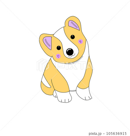 cute cartoon dog with a smile and a toy cute cartoon dog with a smile and a toy 105636915