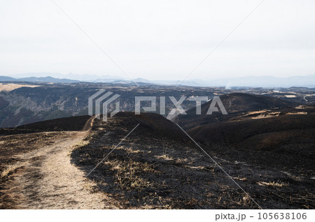 阿蘇 大観峰 野焼き後の景色 阿蘇 大観峰 野焼き後の景色 105638106