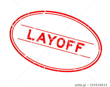 Grunge red layoff word oval rubber stamp in white background 105638614