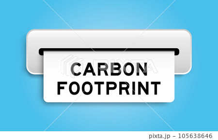 White coupon banner with word carbon footprint from machine on blue color background 105638646