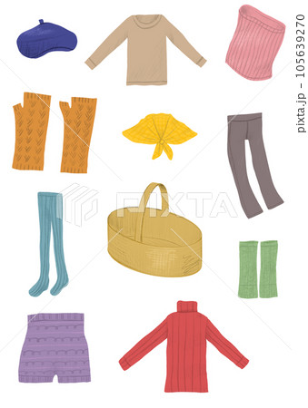 いろんな種類の防寒ファッションアイテムセット いろんな種類の防寒ファッションアイテムセット 105639270