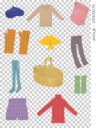 いろんな種類の防寒ファッションアイテムセット いろんな種類の防寒ファッションアイテムセット 105639270