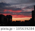 都会の夕焼けに染まる空 105639284