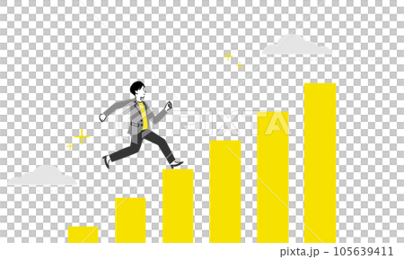 一位正在跑步的女商人的插圖圖像和圖表、矢量素材 105639411