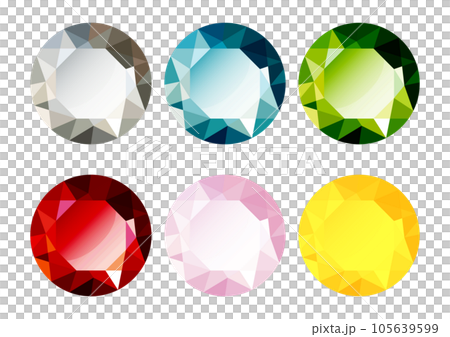 Illustration set of beautiful gemstones. Diamond jewelry collection. 105639599