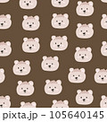 Seamless pattern with cute bear faces doodle style, vector illustration on brown background. Decorative design for kids, wrapping and packaging, smiling animal character 105640145