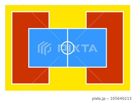 ボールを投げるドッジボールの平面的なコート ボールを投げるドッジボールの平面的なコート 105640213