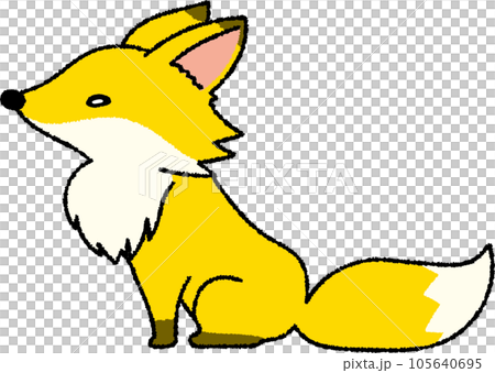 手寫風格可愛的狐狸在北海道側身 105640695