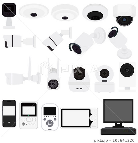いろいろな防犯カメラのイラスト素材　ベクター 105641220