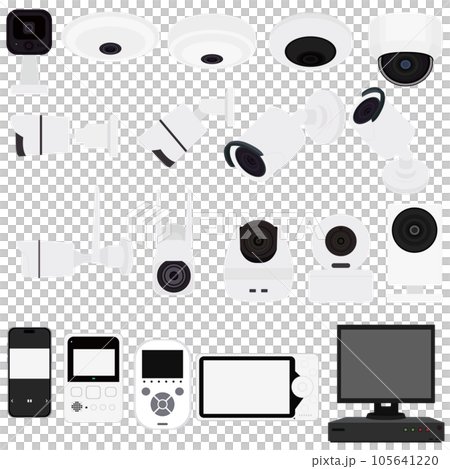 いろいろな防犯カメラのイラスト素材　ベクター 105641220