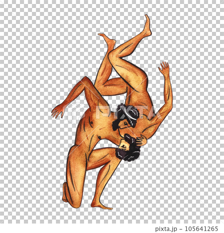 Ancient Greek Olympic athlete. Ancient Greek art. Painting on an amphora. Watercolor hand drawn illustration. Isolate. For the design of banners, prints and textiles. For packaging, labels, postcards. 105641265