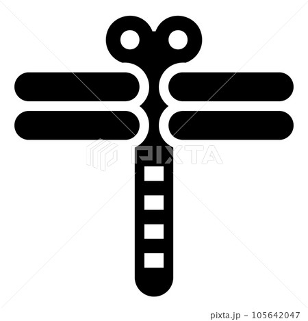 虫、トンボを表す塗りつぶしスタイルのアイコン 105642047