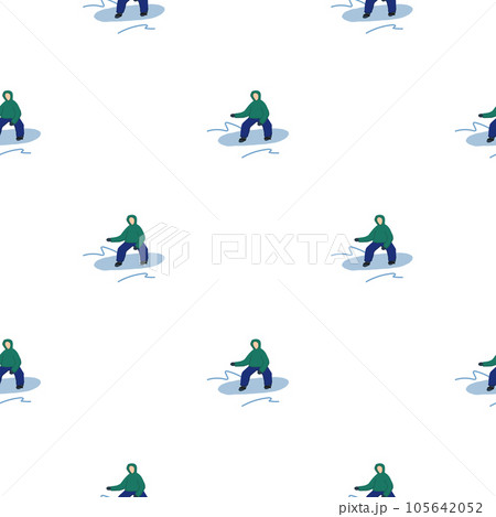 Snowboarders on the slope. Winter sports seamless pattern. 105642052