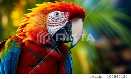Amazon red macaw parrot 105642123