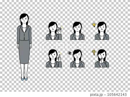 スーツ姿の女性のシンプルな上半身セット 105642143