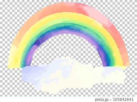 Rainbow and clouds watercolor illustration Rainbow and clouds watercolor illustration 105642641