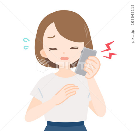 スマホで怒られる・苦情・クレームに困る女性 105643113