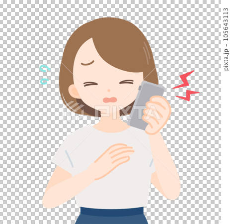 因智能手機上的憤怒、抱怨和抱怨而煩惱的女性 105643113