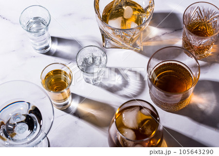 Assortment of various strong alcohol drinks Assortment of various strong alcohol drinks 105643290