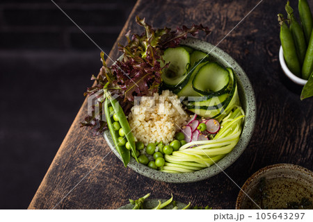 Vegan healthy green buddha bowl 105643297