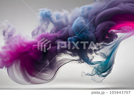 Beautiful blue and purple dual tone smoke art background. 105643707