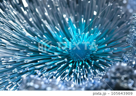 Blue crystal mineral stone. Gems. Mineral crystals in the natural environment. Texture of precious natural stones.  105643909