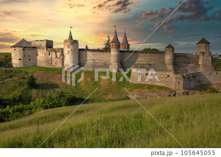 Castle in the historic part of Kamianets-Podilskyi, Ukraine. 105645055