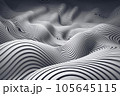 3d rendered illustration. Many curved black, white lines. Abstract background with copy space. Futuristic minimalistic backdrop, virtual reality, web3, metaverse concept. Future technologies, design 105645115