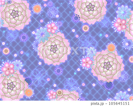 和柄　幻想的な八重桜の模様　（大） 105645151