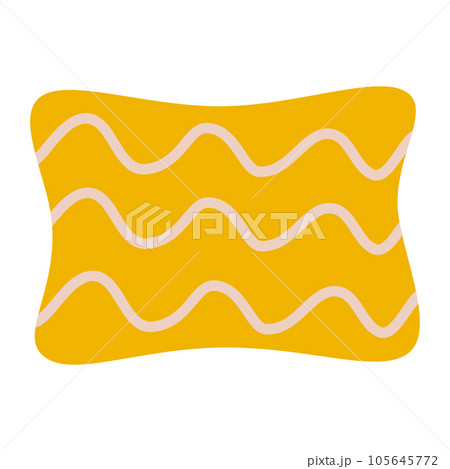 Decorative sofa pillow with wavy line print, interior element for living room or cabinet, vector Decorative sofa pillow with wavy line print, interior element for living room or cabinet, vector 105645772