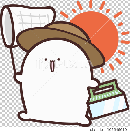 A cute rabbit going out to catch bugs during summer vacation 105646610