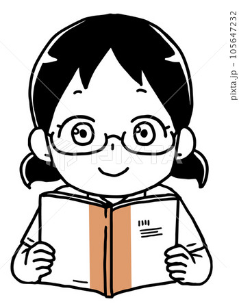 教科書を読む夏の女子生徒単色 105647232