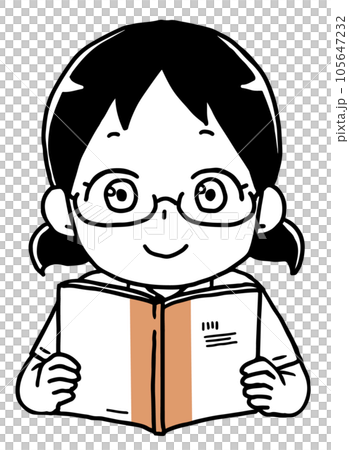 夏季女學生閱讀課本單色 105647232