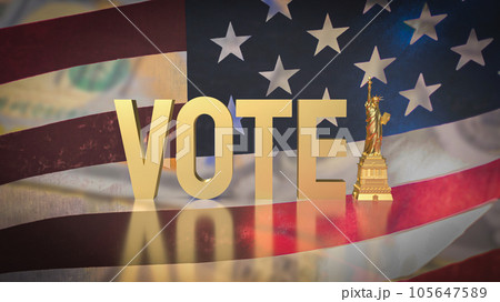 The statue of liberty on Usa flag Background for Vote concept 3d rendering 105647589