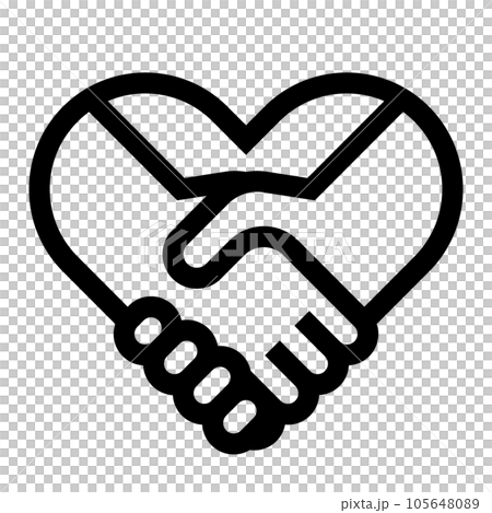 結合握手和心的矢量圖標 結合握手和心的矢量圖標 105648089
