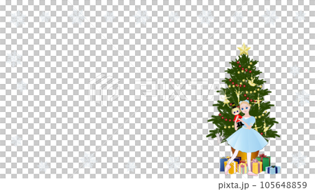 バレエ「くるみ割り人形」クララを踊るバレリーナをイメージしたイラストセット_コピースペースあり 105648859