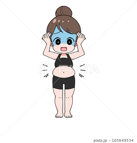 太ってしまった女性がショックを受けるイラスト 105649534