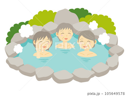 温泉に入るお年寄りイラスト_女湯 温泉に入るお年寄りイラスト_女湯 105649578