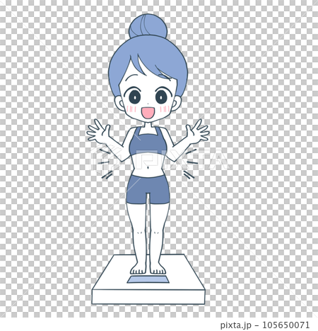 Illustration of a slim woman who is happy that her diet is successful Illustration of a slim woman who is happy that her diet is successful 105650071
