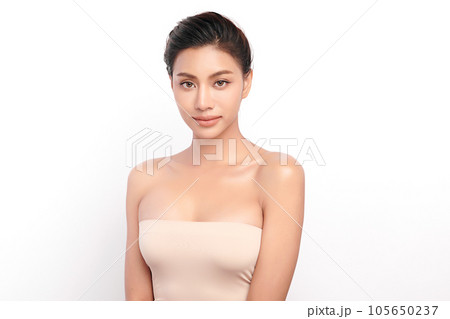 Beautiful young asian woman with clean fresh skin on white background, Face care, Facial treatment, Cosmetology, beauty and spa, Asian women portrait. Beautiful young asian woman with clean fresh skin on white background, Face care, Facial treatment, Cosmetology, beauty and spa, Asian women portrait. 105650237