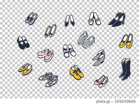 Illustration set of various women's shoes 105650660