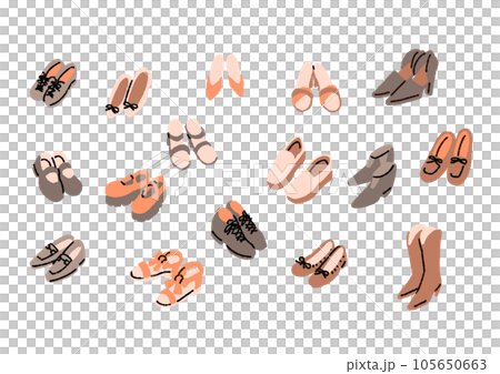 Illustration set of various women's shoes (flat) 105650663