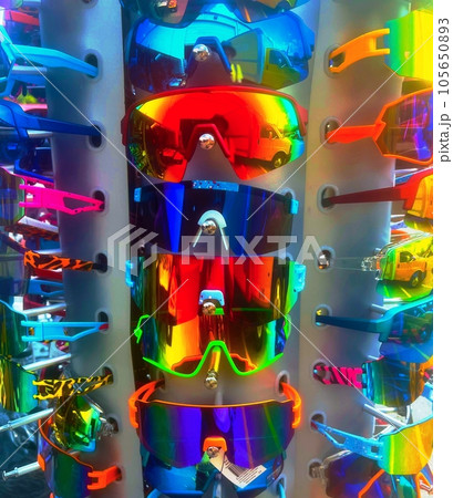sunglasses on a rack 105650893
