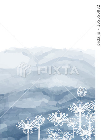 喪中 蓮 はがき 和柄 背景 喪中 蓮 はがき 和柄 背景 105650982